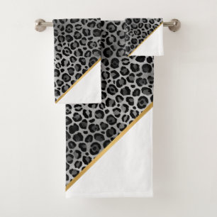 JEU DE SERVIETTES DE BAIN D'OR LUXE GREFFÉ BLANC