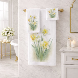 Jeu de serviettes de bain jonquilles florales