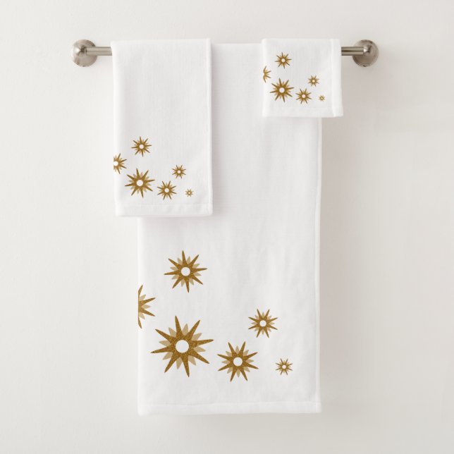 Jeu de serviettes de bain moderne Gold Starburst D (En situation)