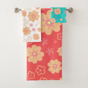 Jeu de serviettes de bain Motif à fleurs rétro mod