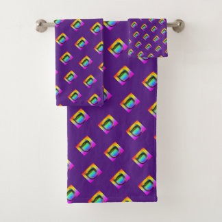Jeu de serviettes de bain violet Monogramme Initia