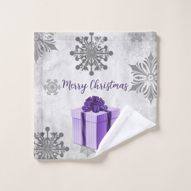 Jeu de serviettes de Noël pourpre (Gant de toilette)