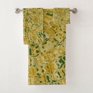 JEU DE SERVIETTES DE REGARDE VINTAGE VERT OR LUXUE