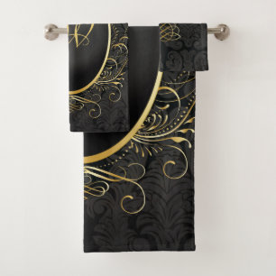 Jeu de serviettes de style Royal Classy en or noir