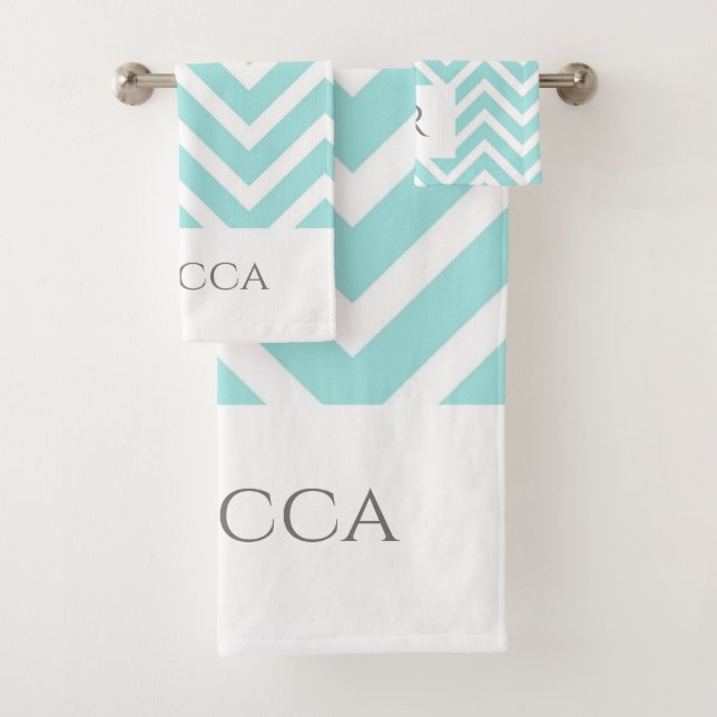 Jeu de serviettes de toilette Monogram Chevron mod (En situation)