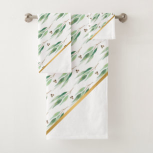 JEU DE SERVIETTES EN BAIN D'OR EUCALYPTUS BLANC LU
