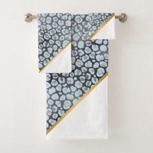 JEU DE SERVIETTES EN BAIN D'OR LEOPARD BLEU DE LUX