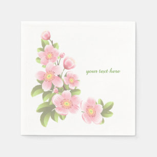 Jeu de serviettes en papier rose Fleurs