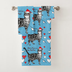 Jeu de serviettes rouges bleues pour les chats Coo