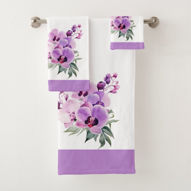 Jeu de serviettes violet Lavender Orchid (En situation)
