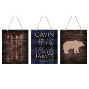 Jeu de signes de l'ours bleu doux 3 pièces
