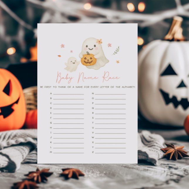 Jeu de société pour la course au nom de bébé Hallo (Pink Halloween Little Boo Baby Shower Baby Name Race Game)