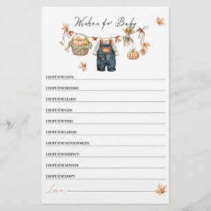 Jeu de souhaits de Baby shower d'automne Citrouill