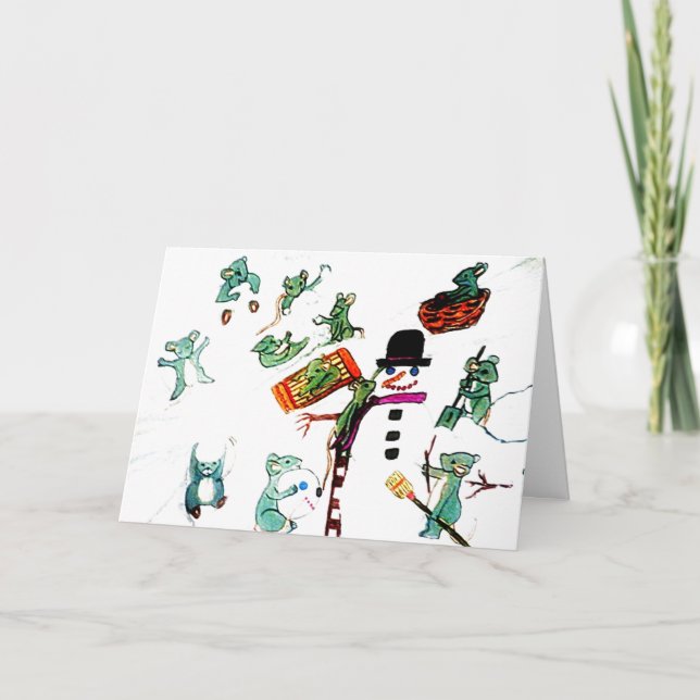 JEU de SOURIS DANS la carte de vacances de NEIGE (Devant)
