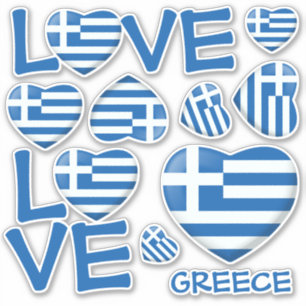 Jeu de stickers Coeur drapeau grec