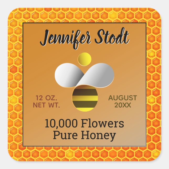 Jeu de stickers moderne Honeybee Logo Dark Amber (Devant)