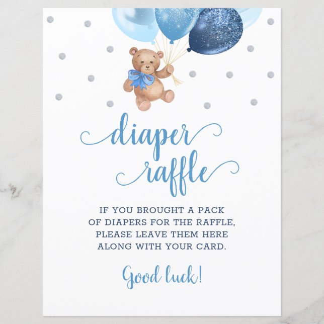 Jeu de tirage au sort de couche Teddy Bear Blue Ba (Devant)