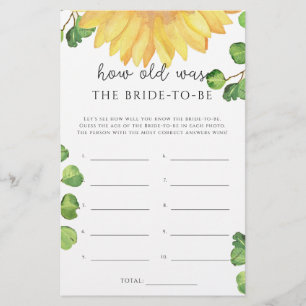 Jeu de tournesol Quel âge avait la mariée pour êtr