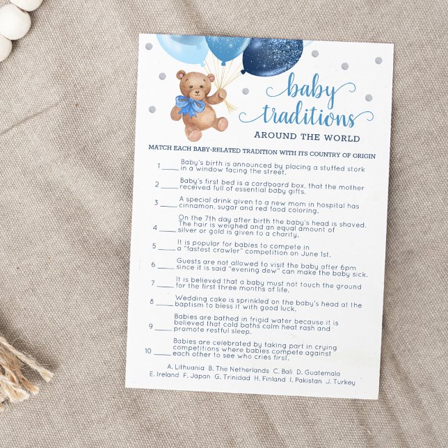 Jeu de traditions de bébé Carte d'ours en peluche  (Créateur téléchargé)