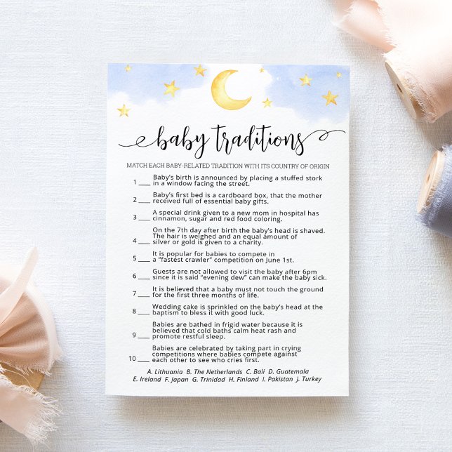 Jeu de traditions de bébé carte pour fête de Baby  (Créateur téléchargé)