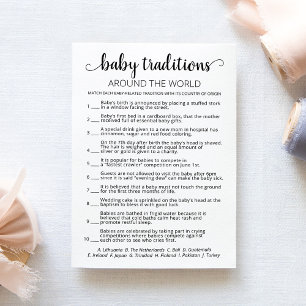 Jeu de traditions de bébé carte pour fête de Baby