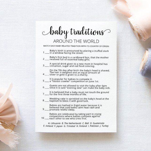 Jeu de traditions de bébé carte pour fête de Baby  (Créateur téléchargé)