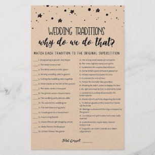 Jeu de traditions de mariage avec réponses