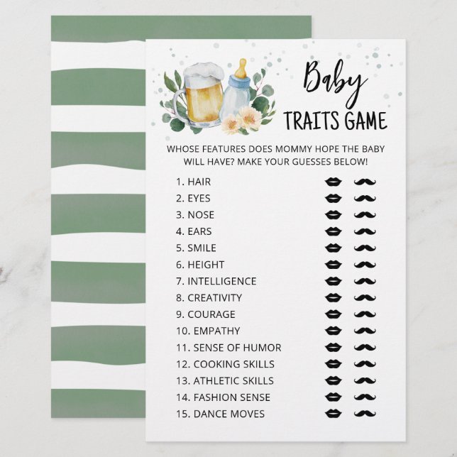 Jeu de traits de bébé Fête de verdure Bébé est en  (Devant / Derrière)