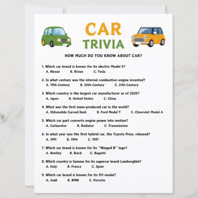 Jeu de Trivia Car (Devant)