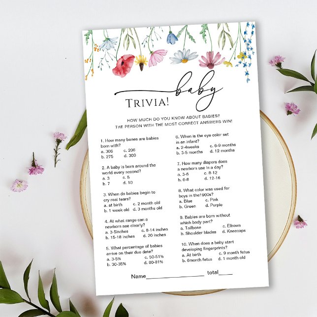 Jeu de trivia pour baby shower sur les fleurs sauv (Créateur téléchargé)