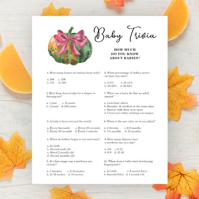 Jeu de trivia pour bébé sur le thème de la citroui (Créateur téléchargé)