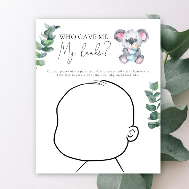 Jeu de visage de bébé pour une baby shower ours ko (Créateur téléchargé)