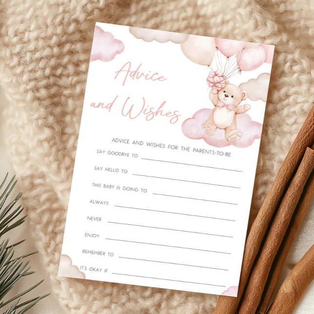 Jeu de vœux et de conseils pour ballon bébé ours r (Girl Bearly Wait Balloon Baby Shower Advice and Wishes Game)