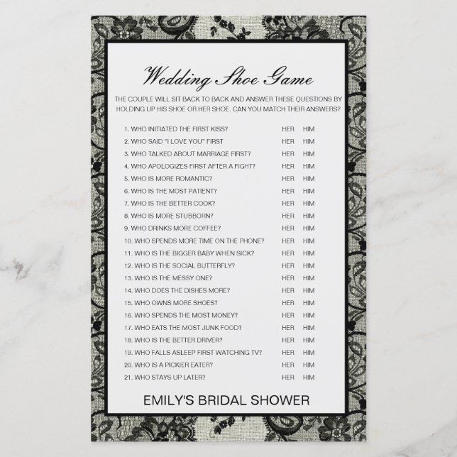 Jeu de Wedding shower de chaussures Mariage modifi (Devant)