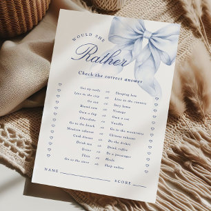 Jeu de 'Would She Rather' Baby Shower Ruban Bleu p