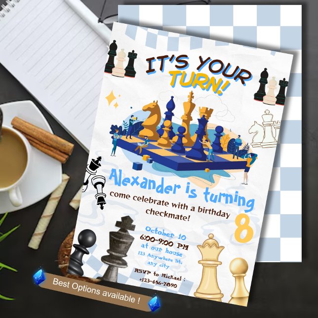 Jeu d'échecs Anniversaire Fête Invitation mat (Créateur téléchargé)