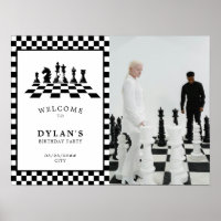 Jeu d'échecs Nuit d'anniversaire Affiche de bienve