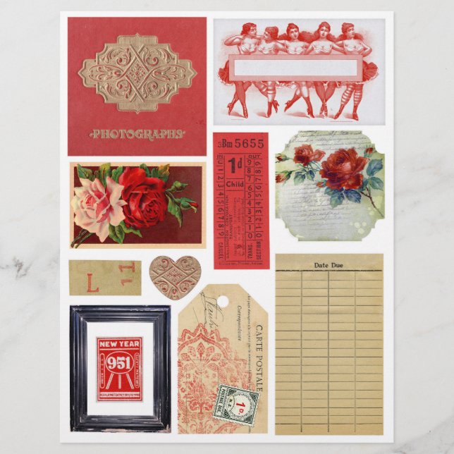 Jeu d'embellissement vintage en rouge (Devant)
