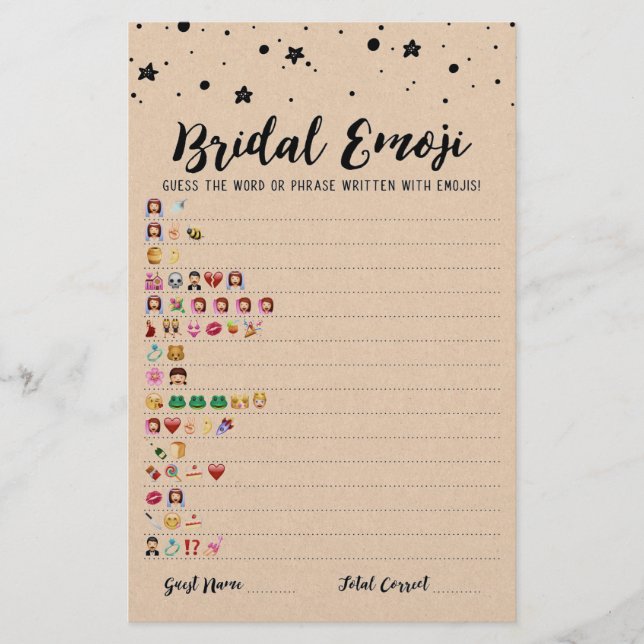 Jeu d'emoji de mariage avec réponses Jeu de shower (Devant)