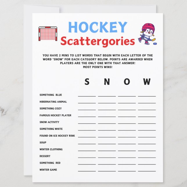 Jeu des cattergences de hockey (Devant)