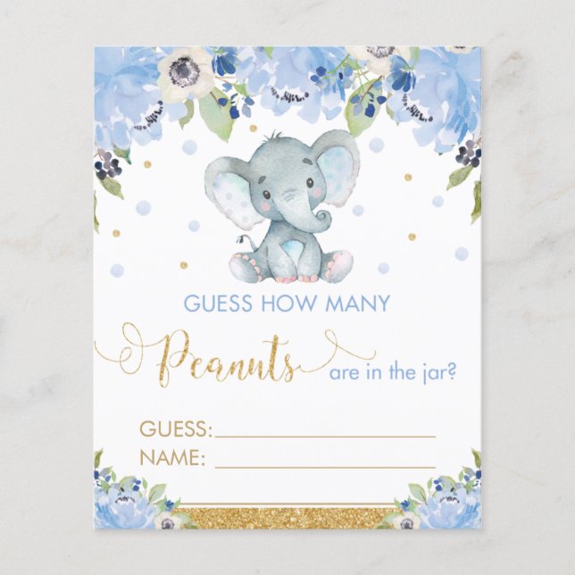 Jeu Devine Combien de Cacahuètes Éléphant Floral B (Devant)