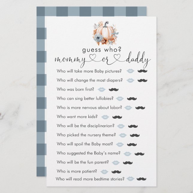 Jeu « Devinez qui » pour Baby Shower « Bébé Citrou (Devant / Derrière)