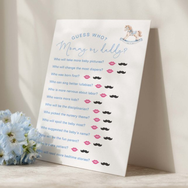 Jeu "Devinez qui" pour Baby Shower Cheval à Bascul (Créateur téléchargé)