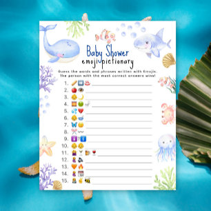 Jeu d'images Emoji d'animaux de mer océan shower b
