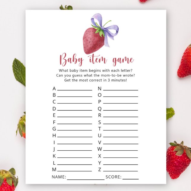 Jeu d'objets de bébé - Fraise. Jeu de Baby Shower (Créateur téléchargé)
