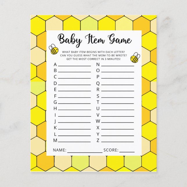 Jeu d'objets pour bébé. Jeu de Baby Shower (Devant)