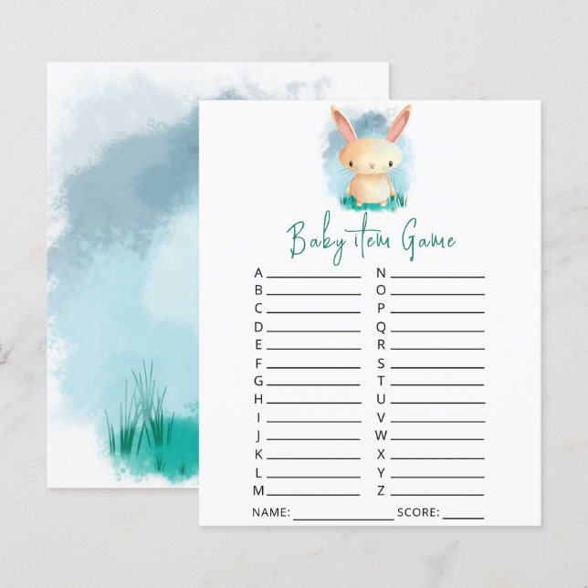 Jeu d'objets pour bébé lapin. Jeu de baby shower (Devant / Derrière)