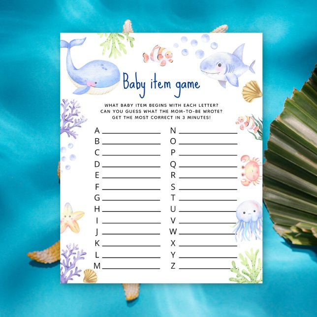 Jeu d'objets pour bébé sous la mer. Jeu de Baby Sh (Créateur téléchargé)