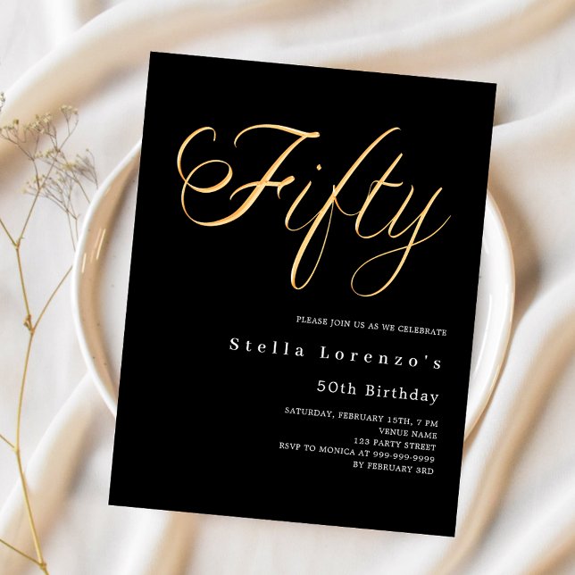 Jeu d'or noir budget 50e anniversaire invitation (Créateur téléchargé)