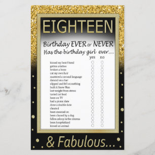 Jeu du 18ème anniversaire à tout jamais